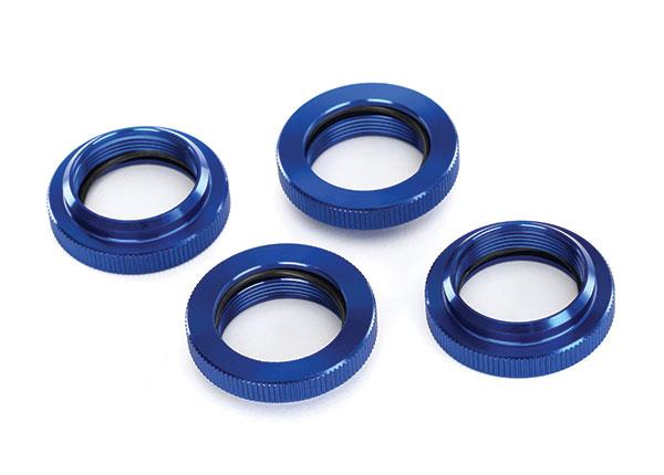 Traxxas - TRX7767 - Spring retainer (adjuster), blue-anodized aluminum, GTX shocks (4) (assembled with o-ring)