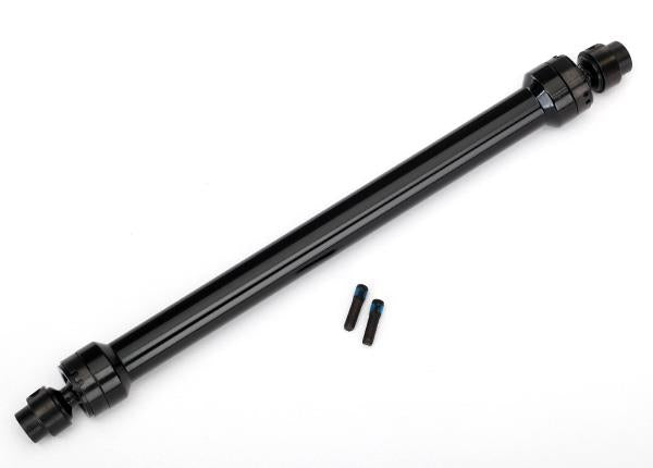 Traxxas - TRX8555 - Driveshaft, center rear, 6061-T6 aluminum (black-anodized) (fully assembled)/ 3mm screw pin (2)