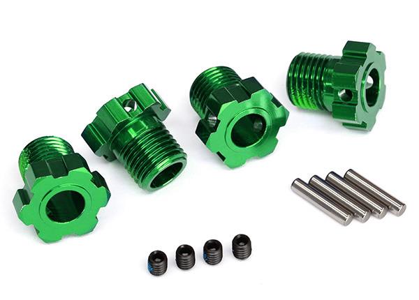 Traxxas - TRX8654g - Wheel hubs, splined, 17mm (green-anodized) (4)/ 4x5 GS (4), 3x14mm pin (4)