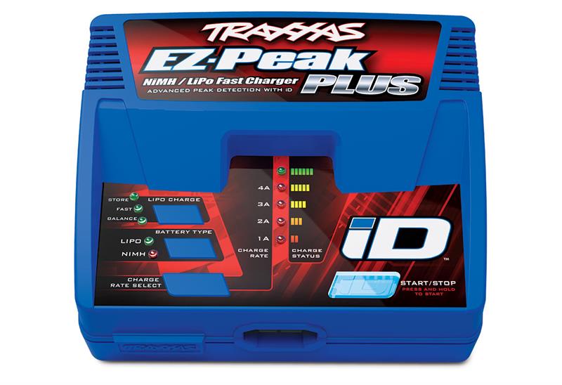 Traxxas - TRX2970GX - 4A EZ-Peak® Plus oplader med ID® Autogenkendelse af Traxxas ID NiMH og Lipo Batterier - 2-3S
