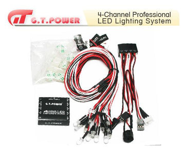 GT Power - 4 kanals LED lys system med 12 LED lys til fjernstyrede biler
