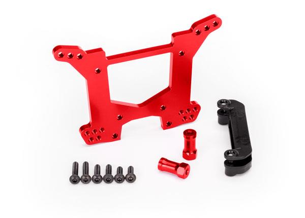 Traxxas - TRX6738R - Shock tower, rear, 7075-T6 aluminum (red-anodized) (1)/ body mount bracket (1)