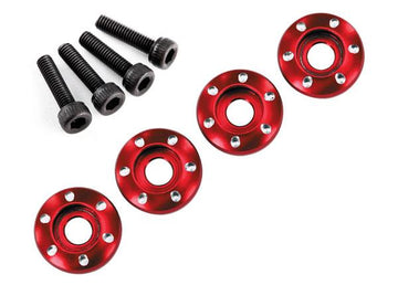 Latrax - TRX7668R - Wheel nut washer, machined aluminum, red / 3x12mm CS (4)
