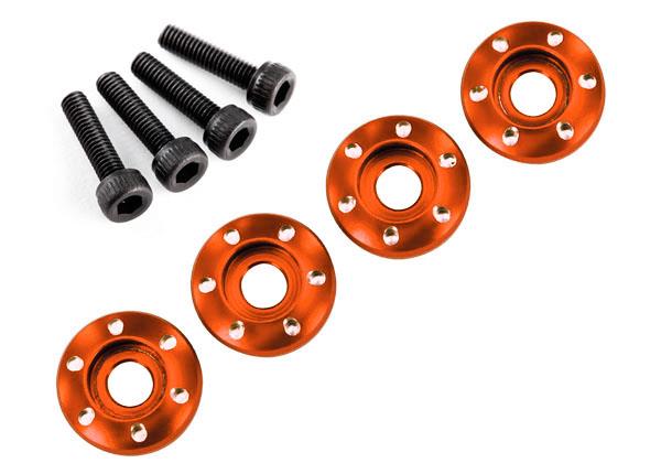 Latrax - TRX7668X - Wheel nut washer, machined aluminum, orange / 3x12mm CS (4)