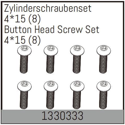 Absima - 1330333 - 4x15mm Skruer med hoved - 8 stk