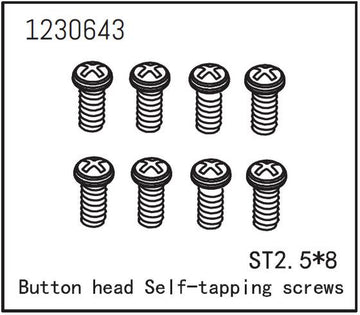 Absima - 1230643 - 2.5x8mm Skruer, selvskærende - 8 stk