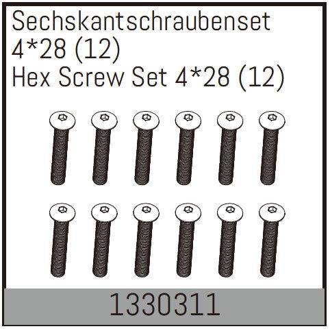 Absima - 1330311 - 4x28mm Skruer med hoved - 12 stk