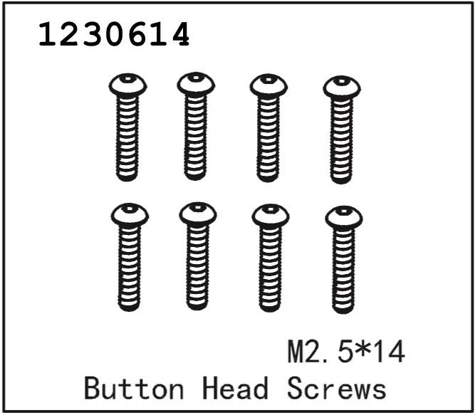 Absima - 1230614 - 2.5x14mm Skruer med hoved - 8 stk