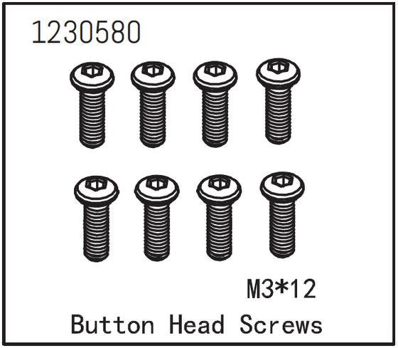 Absima - 1230580 - 3x12mm Skruer med hoved - 8 stk