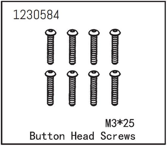 Absima - 1230584 - 3x25mm Skruer med hoved - 8 stk