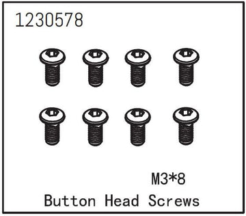 Absima - 1230578 - 3x8mm Skruer med hoved - 8 stk