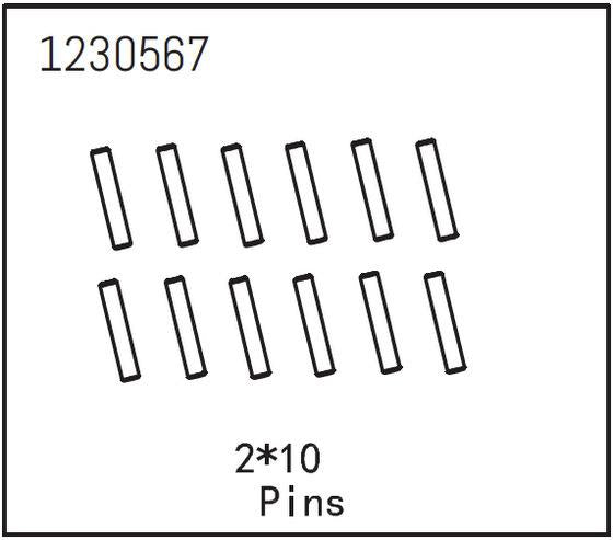 Absima - 1230567 - 2x10mm Pinde - 12 stk