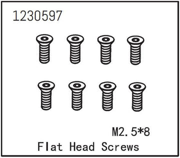Absima - 1230597 - 2.5x8mm Skruer, undersænket - 8 stk