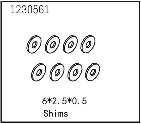 Absima - 1230561 - Shims 6*2.5*0.5 (8)