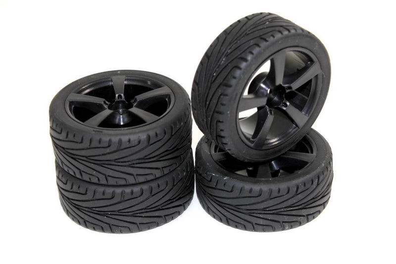 Absima - 2510006 - 1/10 Onroad dæk limet på sorte fælge - 4 stk